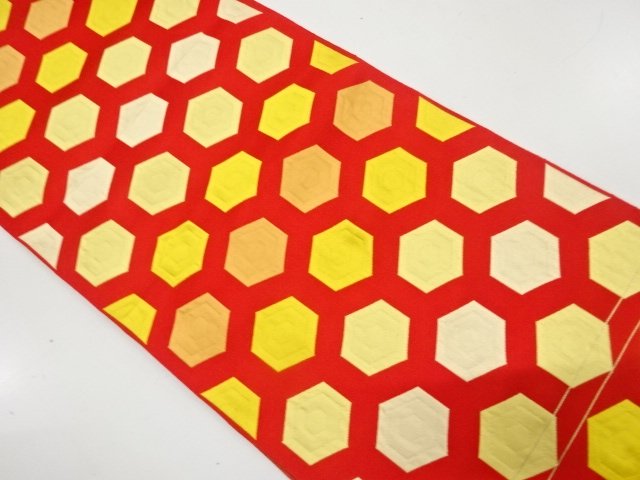 JAPANESE KIMONO / TORTOISESHELL PATTERN WOVEN NAGOYA OBI